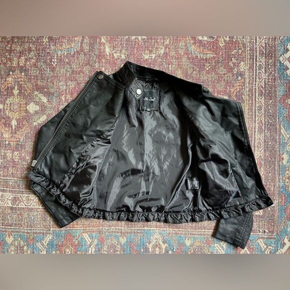 Girls Me Jane size 7 Black Faux Leather Moto Jacket - Picture 7 of 9